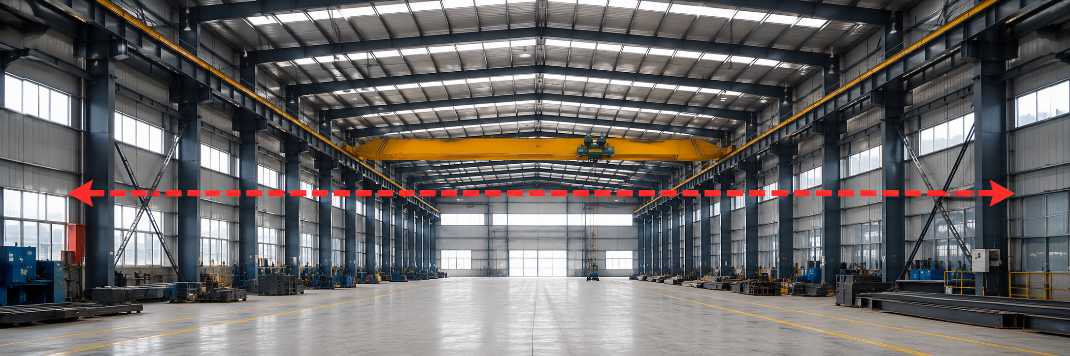 Workshop span dictates clear column-free area