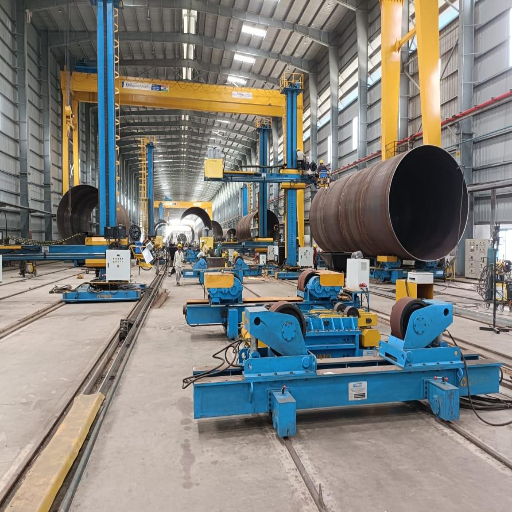 ABOKE Pipe Welding Rotator Manufacturing Facility - Production Line View 1
