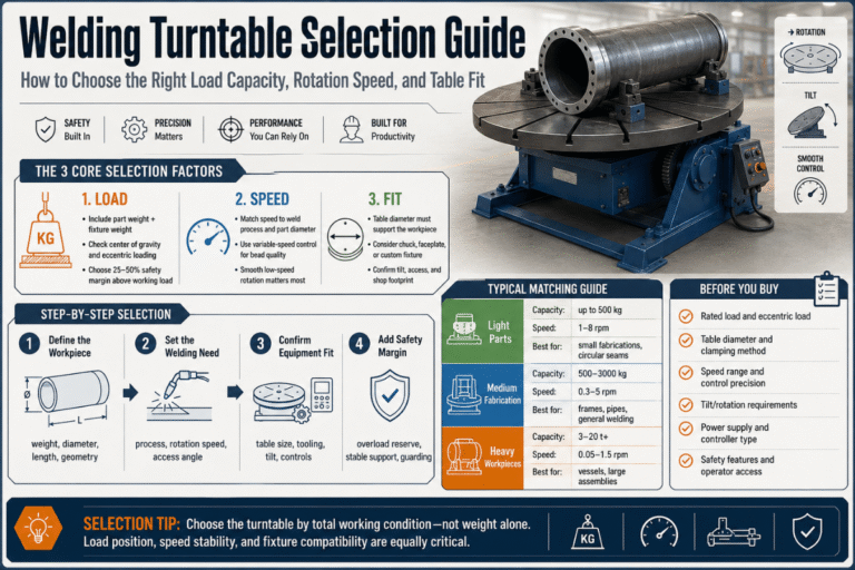 Welding Turntable Selection Guide: Load, Speed, and Fit