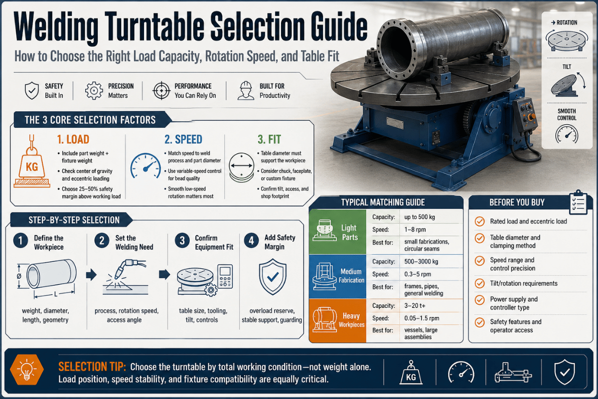 Welding Turntable Selection Guide: Load, Speed, and Fit