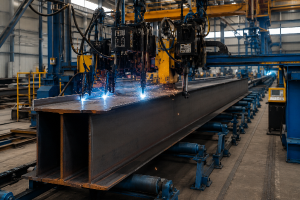 Steel construction H-beam line