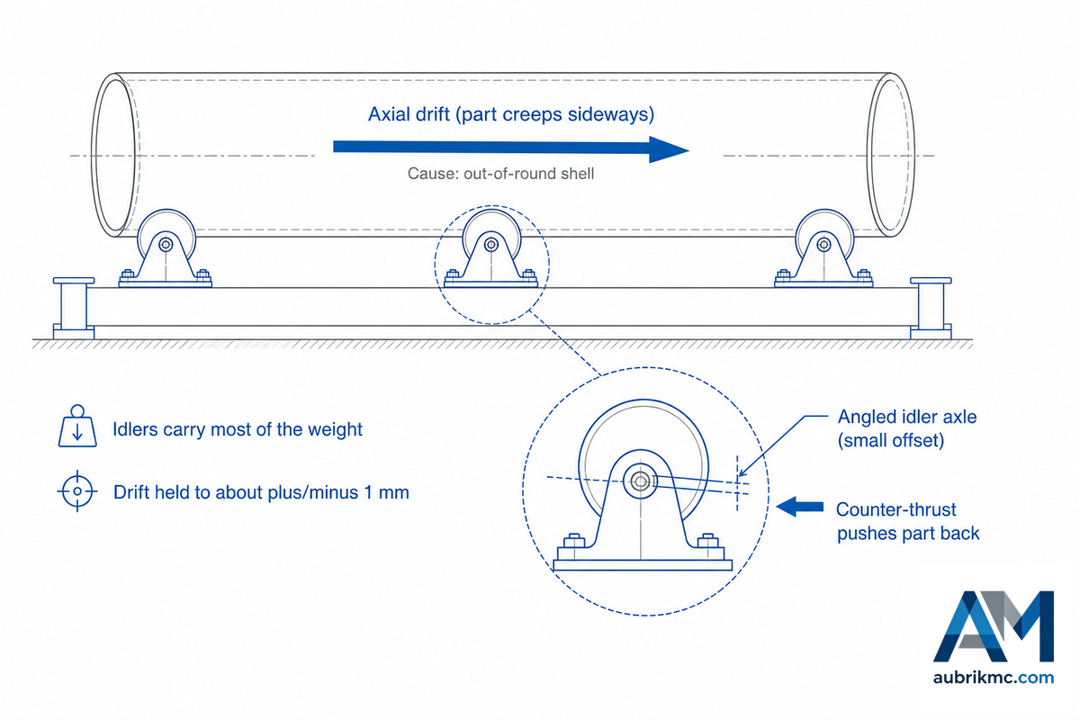 The Anti-Drift Problem: Why Long Seams Wander and How Angled Idlers Fix It — Aubrik