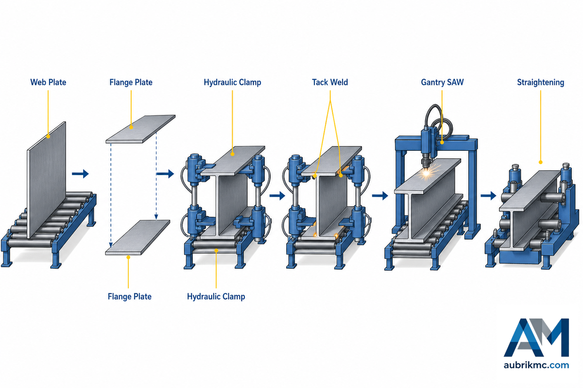 What an H-Beam Assembly Machine Does Before Welding Starts — WUXI Aubrik