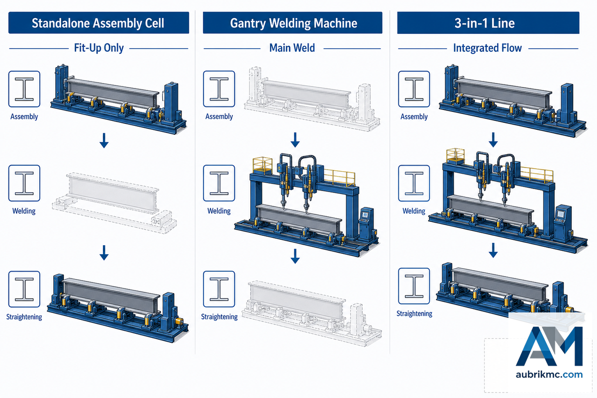 Assembly Machine vs H-Beam Welding Machine vs 3-in-1 Line — WUXI Aubrik