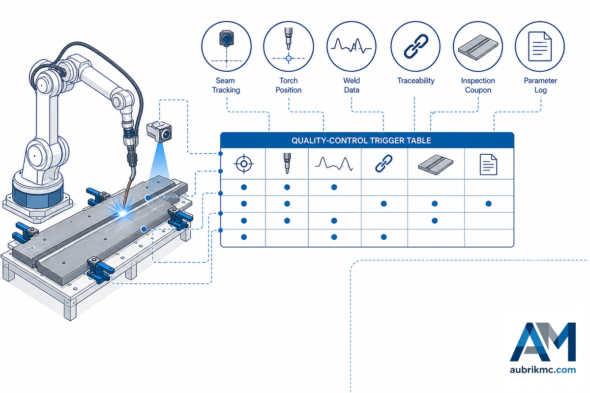 Quality Controls: Seam Tracking, Torch Position, Traceability, and Weld Data — Aubrik