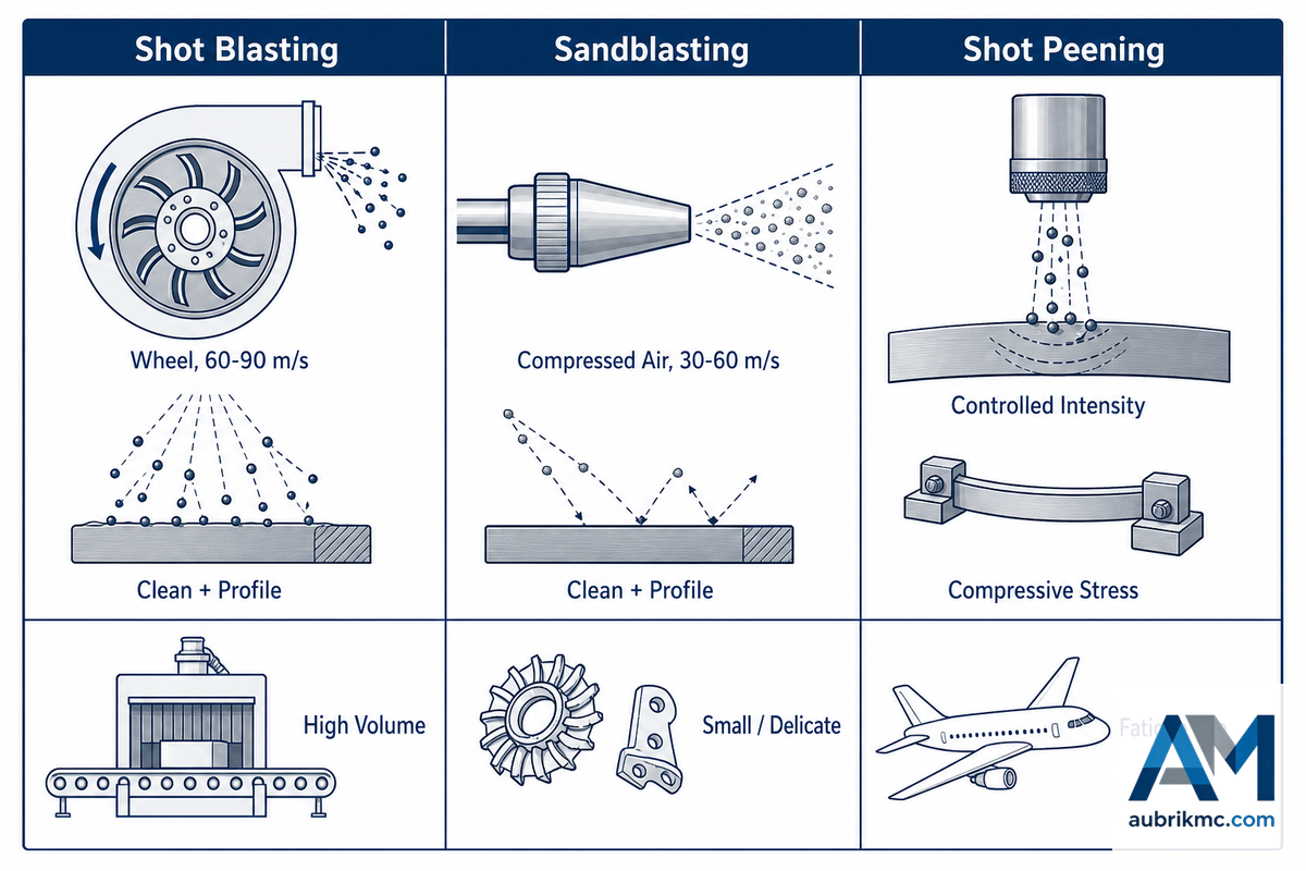 Shot Blasting vs Sandblasting vs Shot Peening — Aubrik