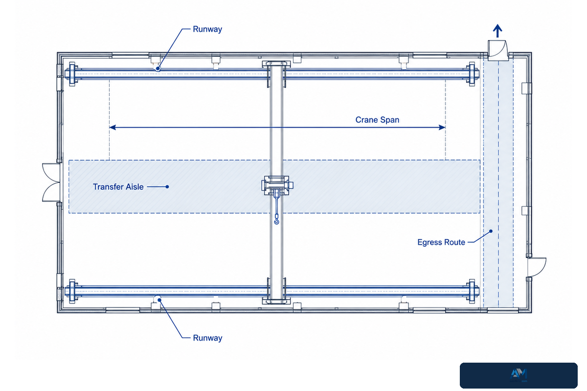 4. Size Span, Crane Coverage, and Transfer Aisles as One System — Aubrik