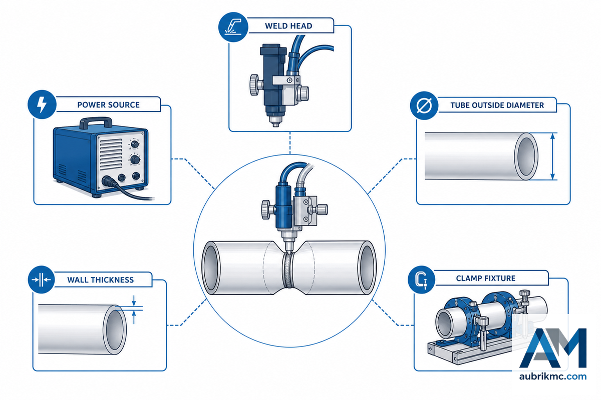 Weld Head, Power Source, Diameter, and Wall Thickness Checks — Aubrik