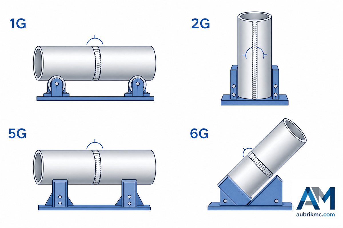 Pipe Welding Positions: 1G-Rotated, 2G, 5G, 6G and 6GR — Aubrik