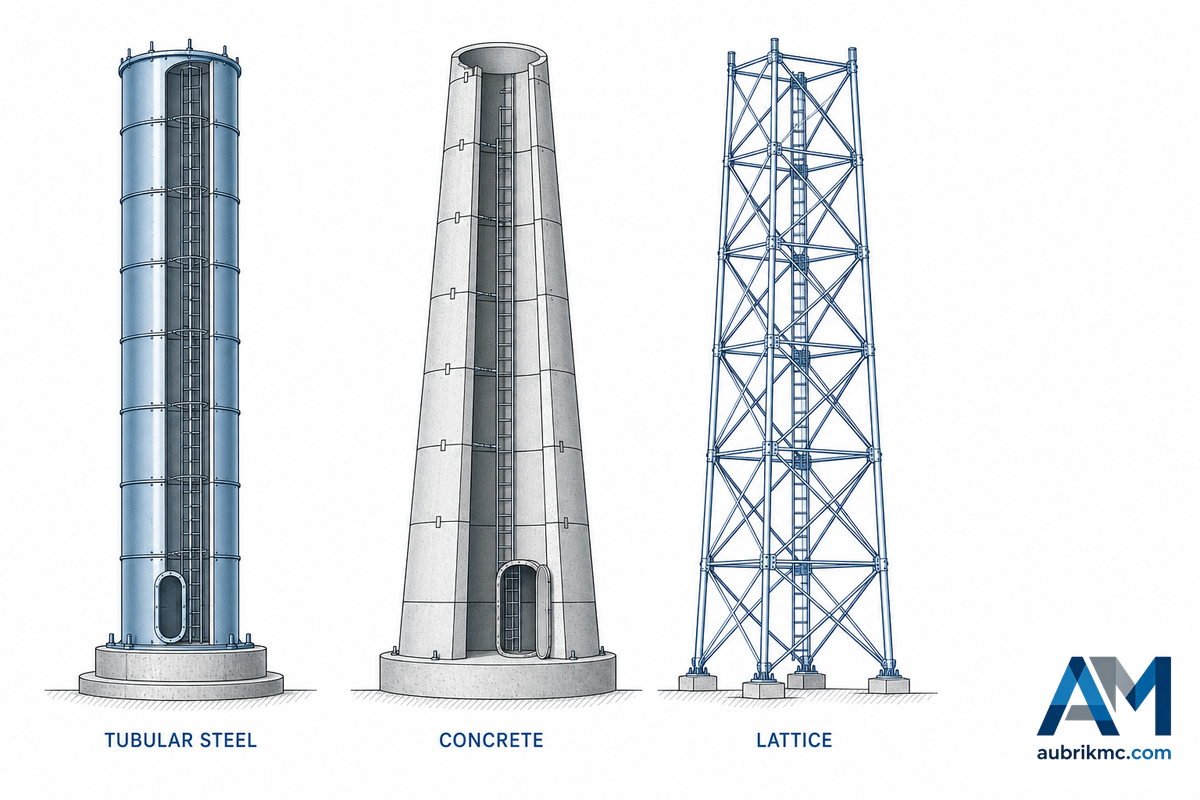 Steel, Concrete, or Lattice, How Tower Structure Type Changes the Line — Aubrik