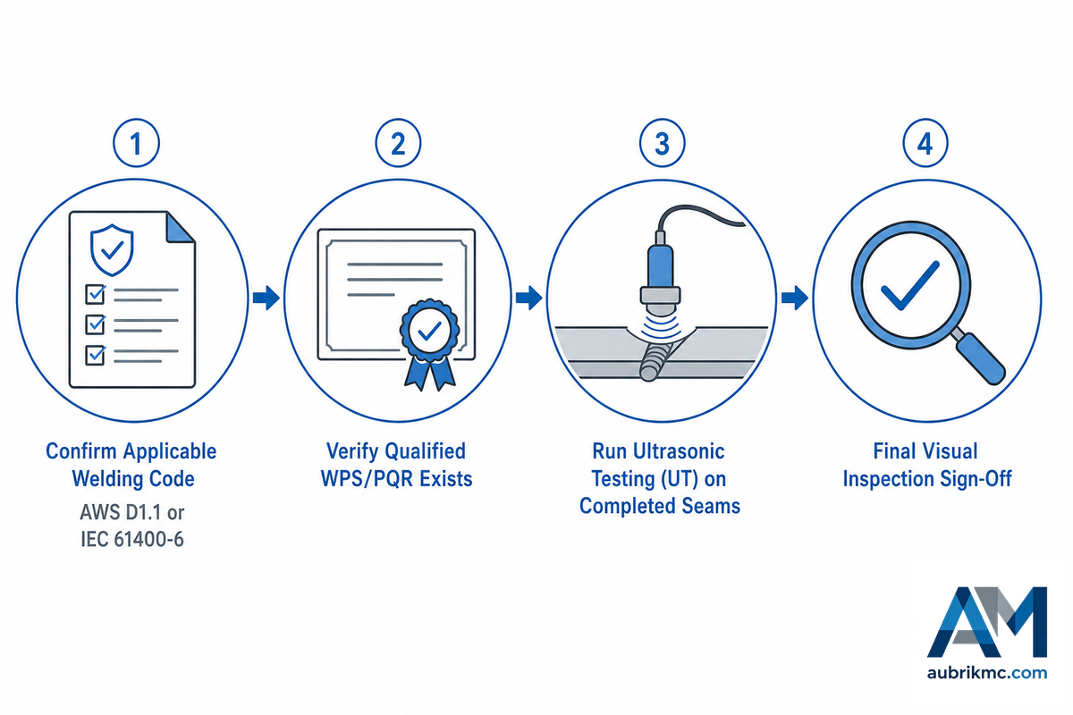 Standards and Weld Verification: AWS D1.1, IEC 61400-6, and NDT — Aubrik