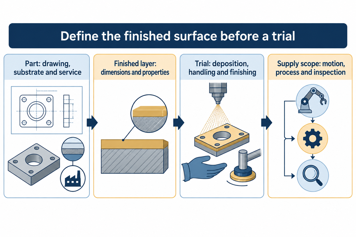 Define the part, finished layer, trial and supply scope before buying; article buyer checklist.