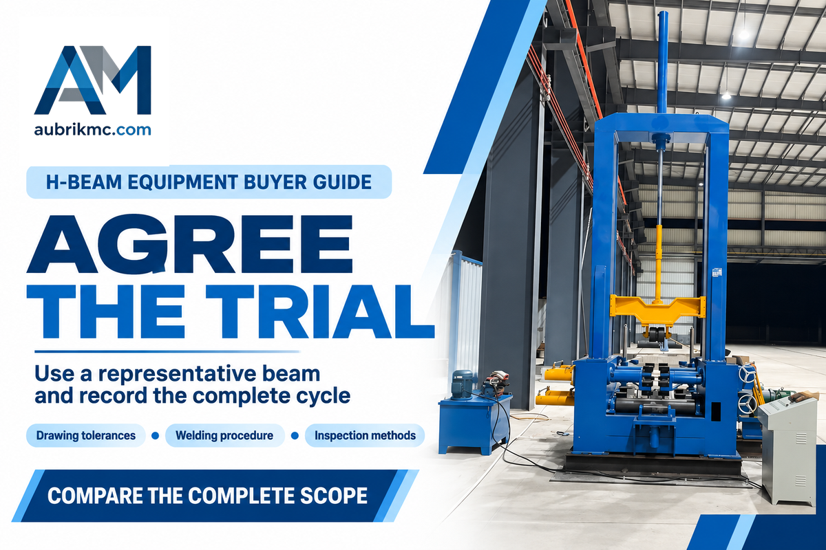 Agree trial conditions before shipment; inspect welds and geometry separately, following the cited AISC and TWI guidance.