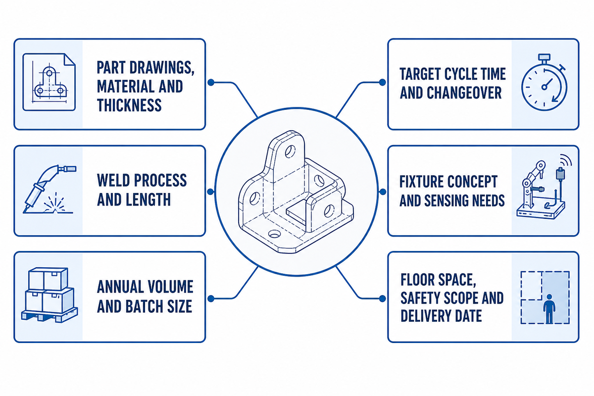 Application brief inputs for an Aubrik cobot welding engineering enquiry