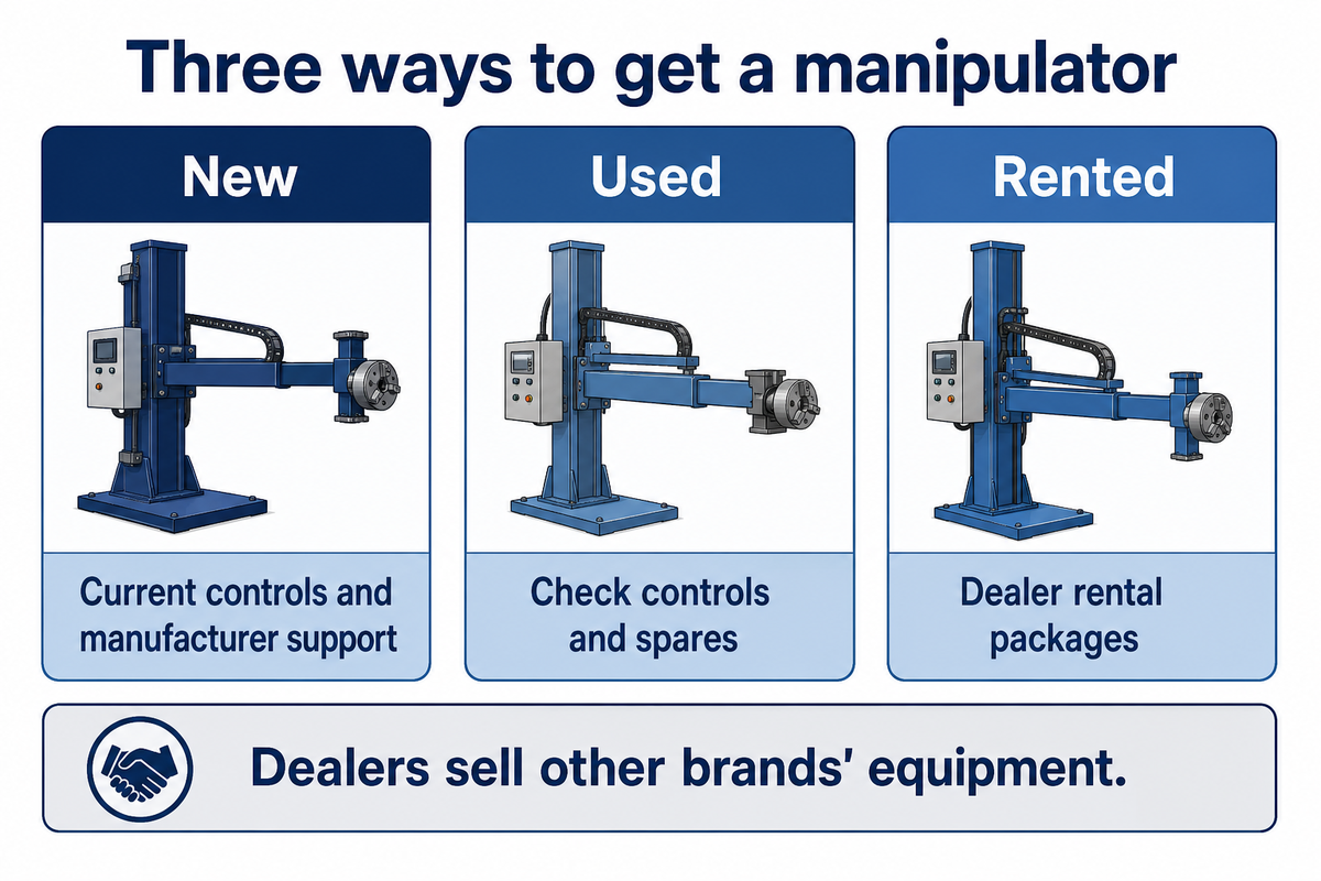 New, used and rented welding manipulators compared by what each route offers.